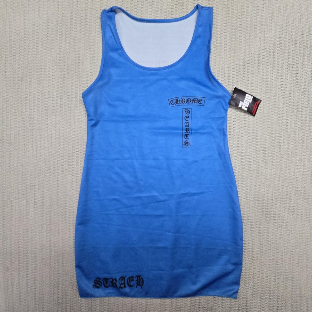 The Field Tank Dress Womens XL Blue Sleeveless Chrome Hearts Bodycon Short